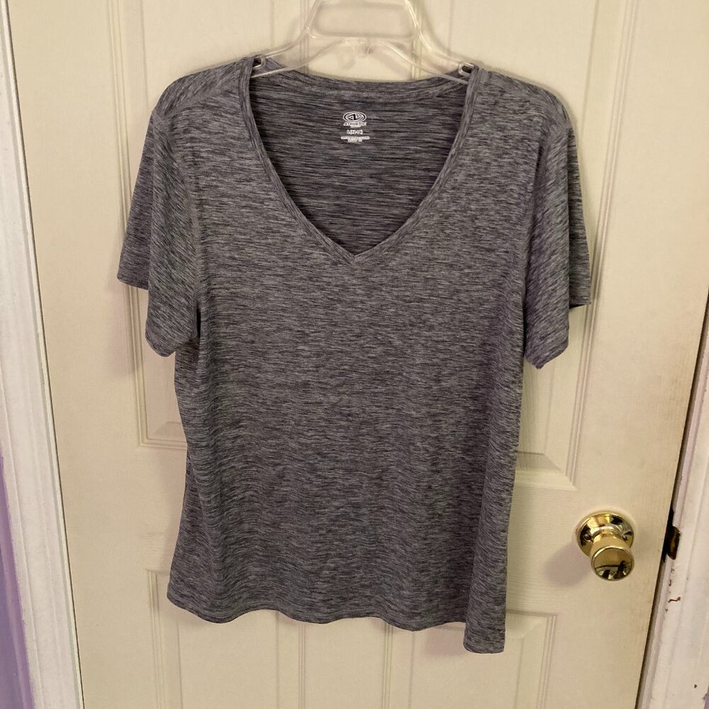 Women Athletic Works T Shirt Size 12-14 Black White